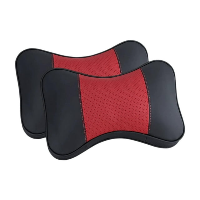 2 piezas de almohada para el cuello del coche, almohada para reposacabezas de coche, accesorios automotrices, cojín suave para reposacabezas, soporte Negro Rojo