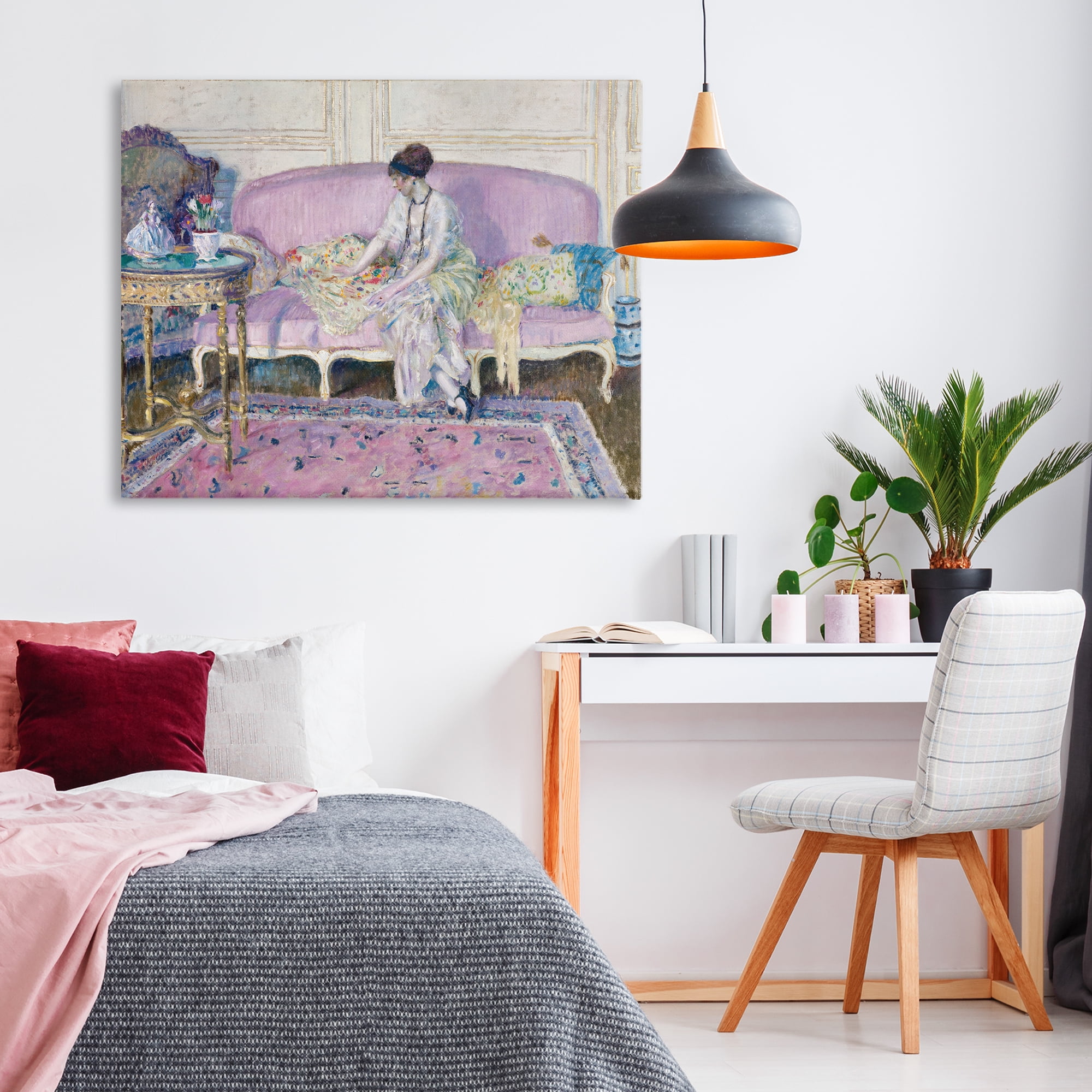 Woman Seated on Sofa Canvas Wall Art, design by Wild Apple Portfolio