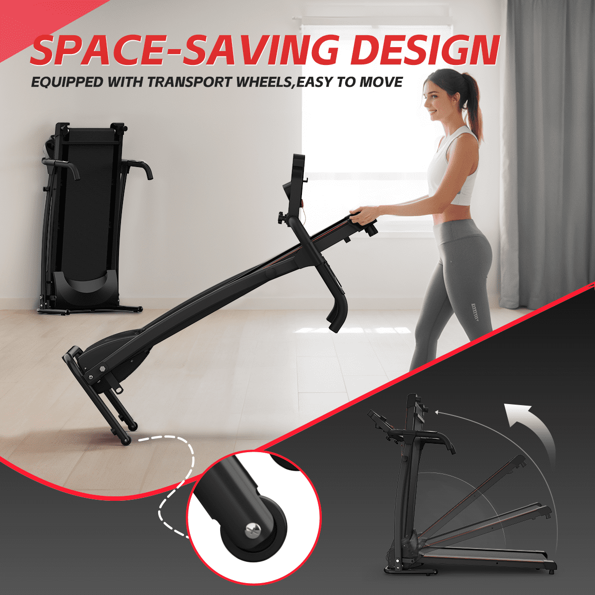 FLIMDER Walking Pad with Handle Bar, Foldable Treadmill 2.5HP Treadmill Under Desk 265 Lbs Capacity 2-in-1 Walking Treadmill Pad with Remote Controller for Home Office