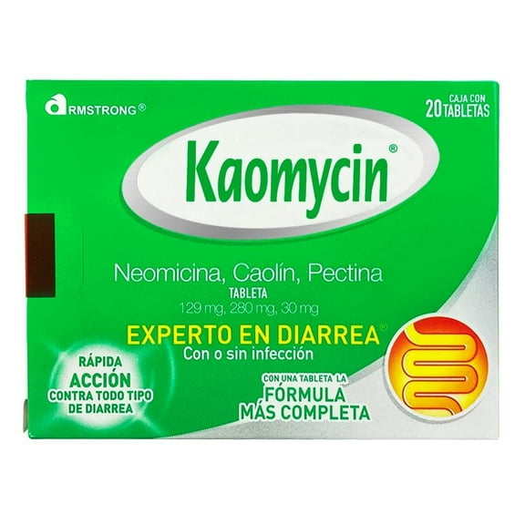 Antidiarreico Kaomycin Neomicina 29 mg / Caolín 280 mg / Pectina 30 mg 20 tabletas