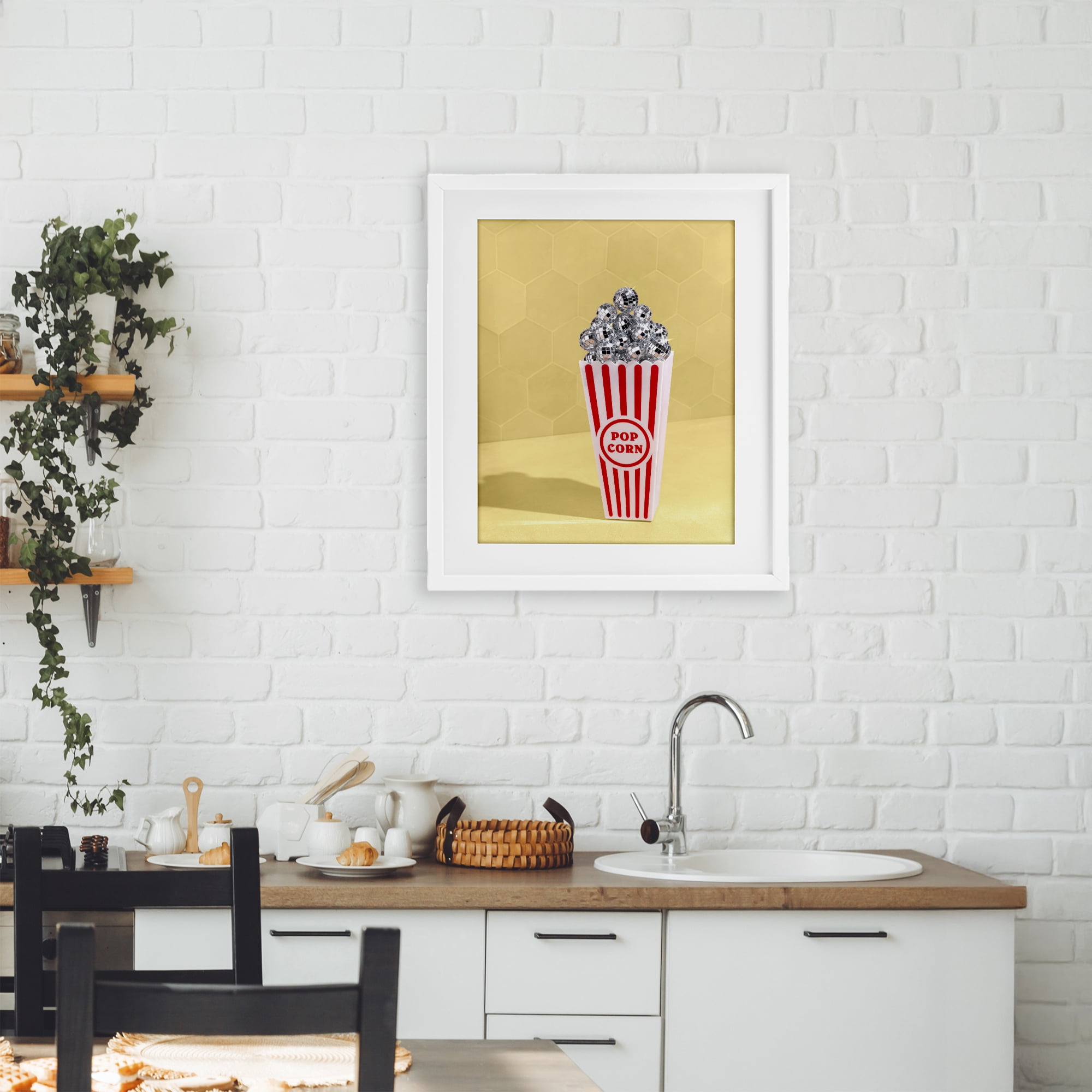 Stupell Industries Disco Filled Popcorn White Framed Print Under Glass, design by LISH Creative