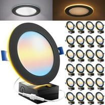 Sunco 24 Pack Black Recessed Lights 6 Inch LED, Canless with Night Light, Wafer Thin, 1500 Lumens, Selectable CCT 2700K/3000K/4000K/5000K/6000K, Dimmable, 12W, with Junction Box UL/ETL