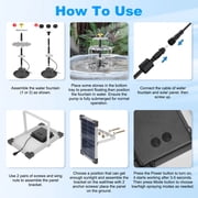 JelyHT 6W Solar Bird Bath Fountain 3-Tier Waterfall Pump with LED Lights Battery Backup for Patio Yard Garden Pond