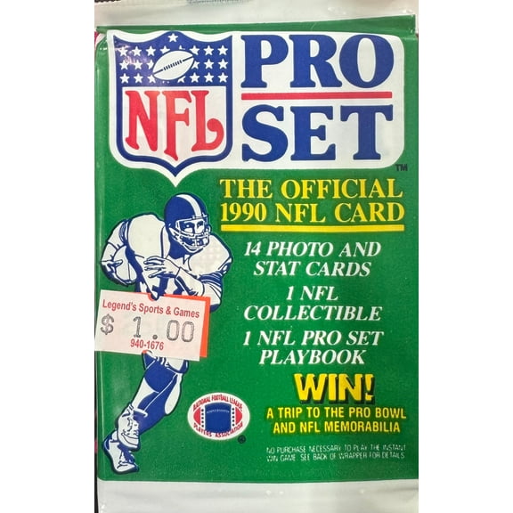 1990 Pro Set Football pack of 14 cards