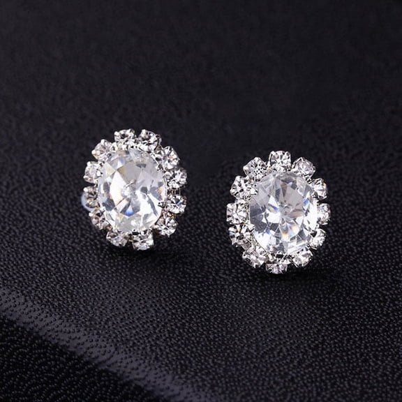Ruanlalo Fashion Women Lady Elegant Rhinestone Flower Ear Stud Earrings Gift Jewelry White