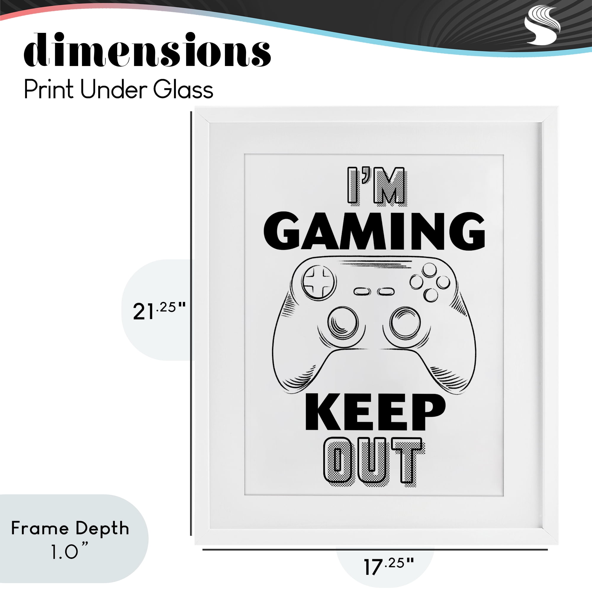 Stupell Industries Gaming Keep Out White Framed Print Under Glass, design by Marcus Prime