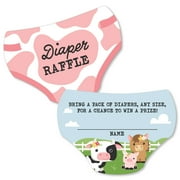 Big Dot of Happiness Girl Farm Animals - Diaper Shaped Raffle Ticket Inserts - Pink Barnyard Baby Shower Activities - Diaper Raffle Game - Set of 24