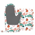 thumbnail image 4 of ZNDUO Non-Slip Cooking Oven Gloves, Cute Cartoon Fish Doodle Art Pattern Oven Mitts and Pot Holders Set, 4 of 8
