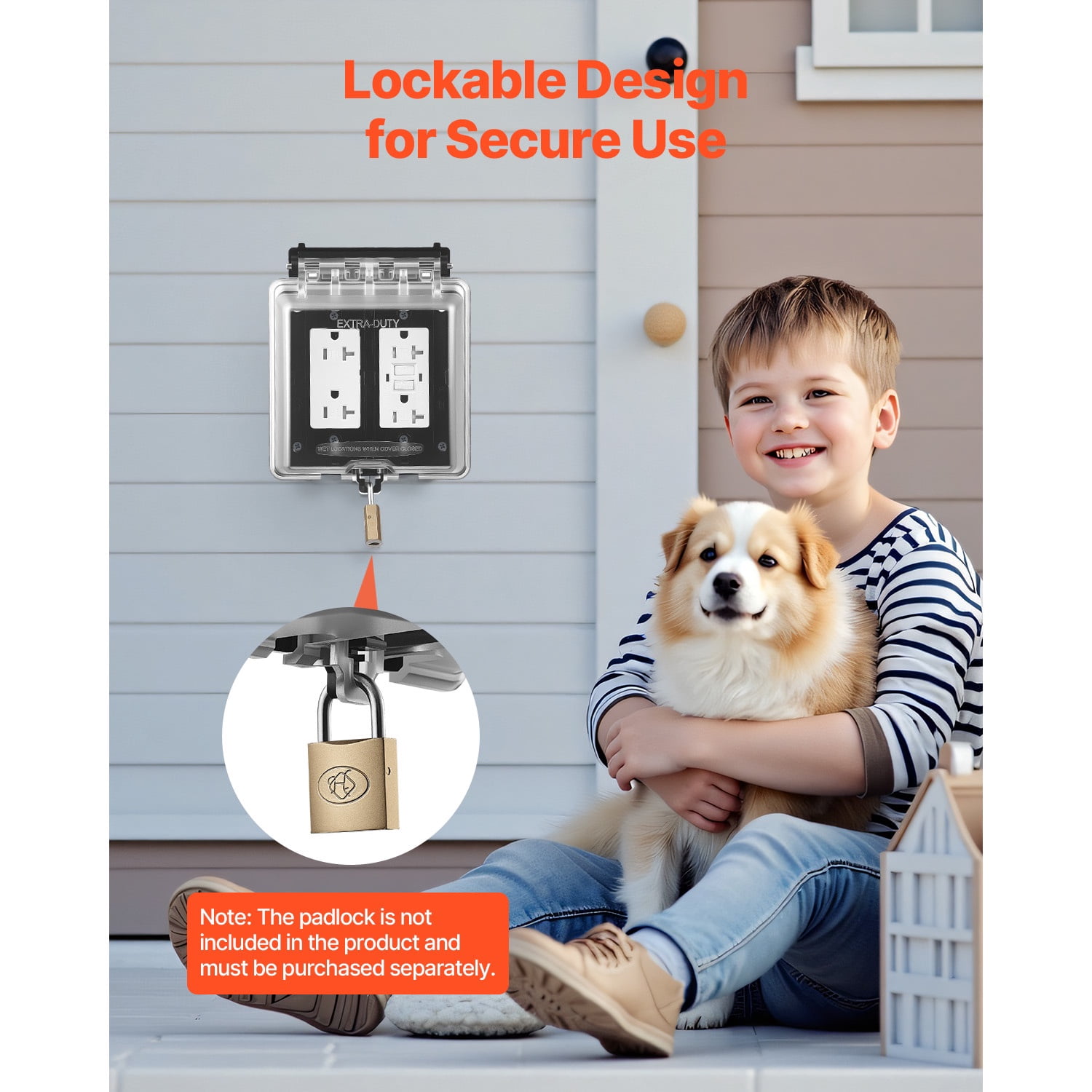 Maircle Weatherproof Electrical Outlet Cover,2-Gang Lockable Outdoor Plug Cover