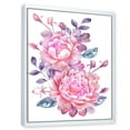 thumbnail image 3 of Designart 'Pink Retro Flowers With Blue Leaves On White' Traditional Framed Canvas Wall Art Print, 3 of 5