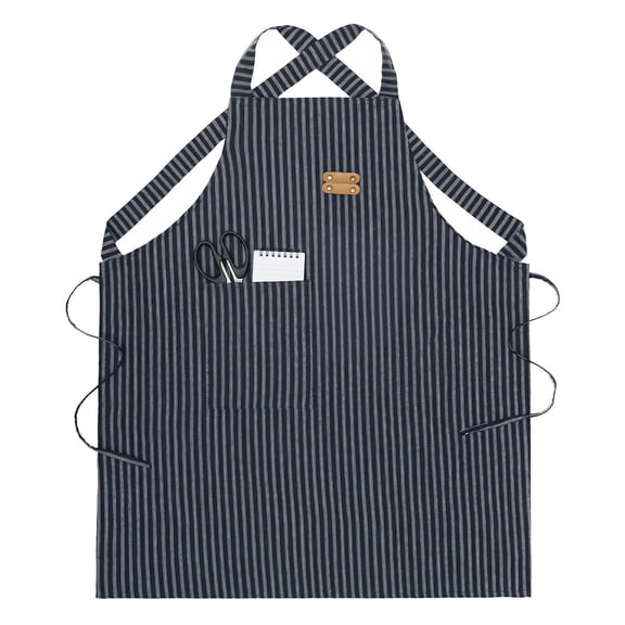 Unique Bargains Durable Polyester Kitchen Apron with Pockets for Cooking 26.4x30.7in Black