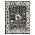 thumbnail image 3 of EORC Purple / Ivory Hand Knotted Wool Traditional Kazak Collection Rug, 10' x 14', 3 of 6