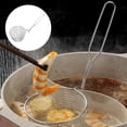 thumbnail image 3 of Round Wire Fry Basket with Pot Rim Hook Oil Draining Fry Basket for Easy Draining Deepened Large Capacity Stainless Steel Frying Basket Anti-Slip Handle Kitchen Tool, 3 of 8