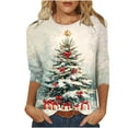 thumbnail image 3 of Wiyuqeen Christmas Tree Shirts for Women 3/4 Length Sleeve Xmas T Shirts Crew Neck Sparkly Party Tshirts Loose Fit Blouses Tees, 3 of 5