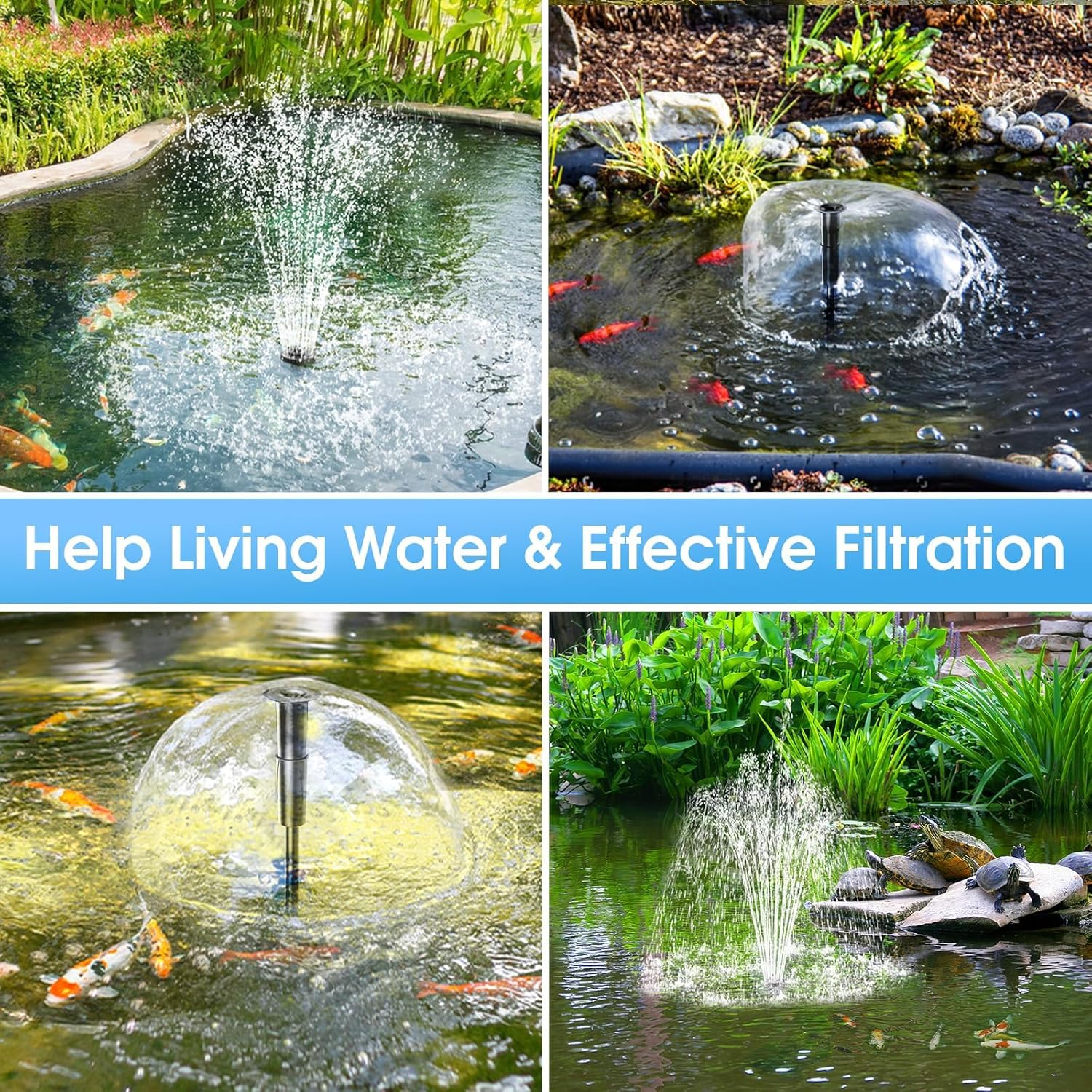 POPOSOAP 70W Solar Pond Filter with 680GPH Fountain Pump, Powerful Solar Powered Filter Kit with Bio-Media for Outdoor Koi Ponds and Waterfalls