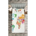 thumbnail image 3 of Ambesonne World Map Quilted Bedspread Set 2 Pcs, World Europe America, Twin Size, Multicolor, 3 of 3