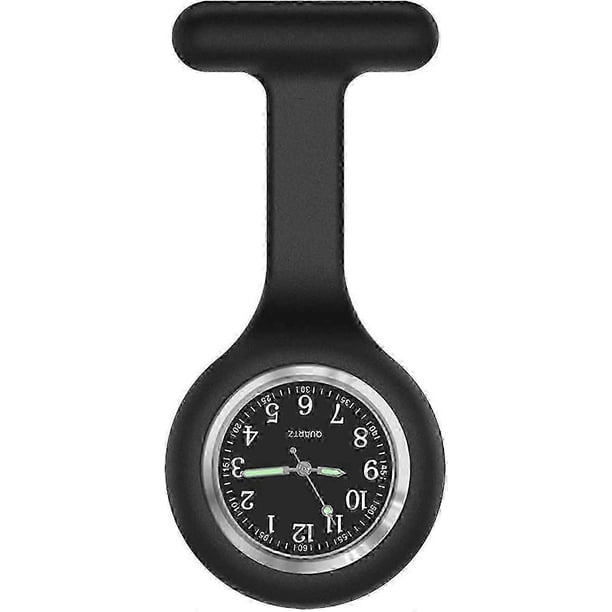 New Nurse Watch Brooch, Silicone with Pin/Clip, Glow in Dark Design, Health Care Nurse Doctor Paramedic Medical Brooch Fob Watchblack