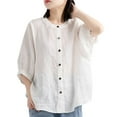 thumbnail image 3 of Women's Vintage O-Neck Three Quarter Sleeve Plus Size Top - Comfortable for Daily or Casual Wear, 3 of 7