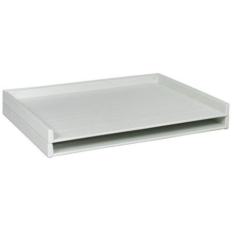 Safco Office Stationery Set with Plastic Stack File Tray in White (Set of 2)