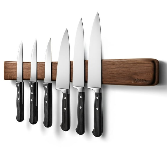 24 Inch Acacia Wood Magnetic Knife Holder with Multipurpose Use, Magnetic Knife Holders for Kitchen, Wooden Knife Rack, Magnet Strips for Knives & Metal Utensils, Tool Holder, Art Supply Organizer