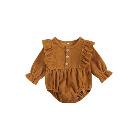 

Yejaeka Baby Romper Solid Color Round Neck Long Sleeve Bodysuit Jumpsuit for Kids