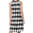 thumbnail image 2 of Black And White Harlequin Spring Summer Dresses for Women Fashion T-shirt Dress Casual Sleeveless Loose Sundress with Pockets, 2 of 5
