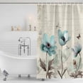 thumbnail image 2 of Teal Spring Floral Shower Curtain Set - Extra Long 72" x 96" Washable Bathtub Curtain with 12 Hooks, Vintage Botanical Retro Art Waterproof Fabric Stall Shower Curtains for Bathroom/Bathtub Décor, 2 of 6
