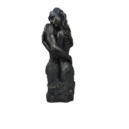 - 19.29 x 6.5 x 6.89 in. Patina Black Finish Beautiful Romantic Couple Statue Sculpture