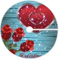 thumbnail image 1 of FMSHPON Vintage Rose Heart Xmas Christmas Tree Skirt Stand Mat for Holiday Party Decoration Indoor Outdoor 48 inches, 1 of 6