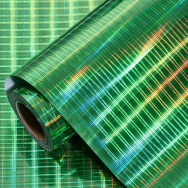 Rollo de papel de regalo LeZakaa, color verde, holográfico, 43 x 10 m