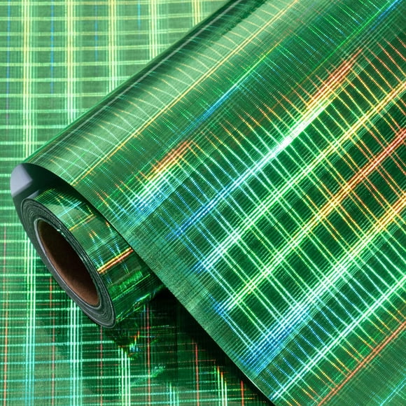 Rollo de papel de regalo LeZakaa, color verde, holográfico, 43 x 10 m