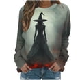 thumbnail image 1 of Tnhcen Chandail en Molleton Oversize à Col Rond pour Femmes Automne Halloween - Chandail Imprimé Effrayant à Manches Longues Décontracté Quotidien & Coupe Ample pour P-3TG, 1 of 5