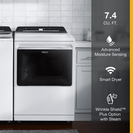 Whirlpool - 7.4 Cu. Ft. Smart Electric Dryer with Steam and Advanced Moisture Sensing - White