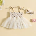 thumbnail image 2 of Combinaison d'Été pour Nouveau-Née Fille, Robe Sans Manches en Tulle à Imprimé Marguerites + Bandeau, 2 of 9