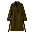 thumbnail image 4 of Vixolx Womens Long Pea Coat Classic Notched Lapel Double Breasted Wool Blend Coat with Tie Belt Side Pockets Winter Casual Office Warm Outerwear, 4 of 8