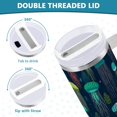 thumbnail image 3 of Yayeee 40oz Stainless Steel Tumbler with Straw and Handle Double-Wall Insulated Travel Water Bottle, Green Jellyfish Pattern, 3 of 8