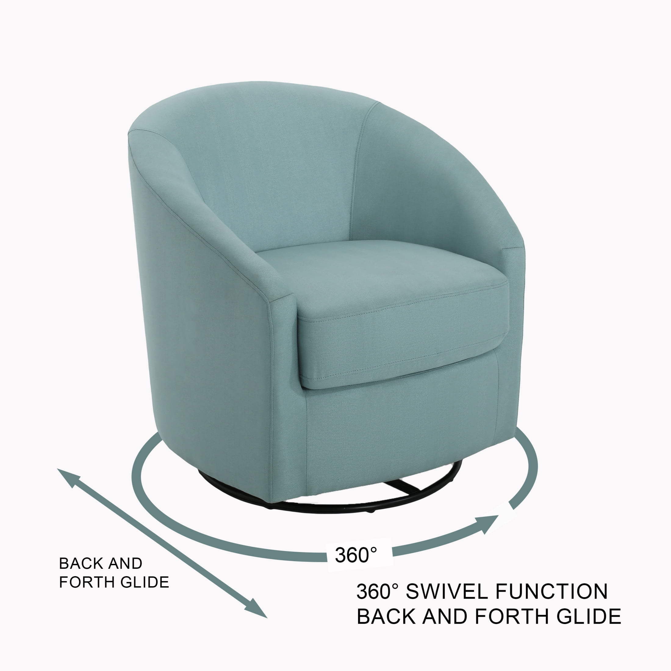 Contemporary Swivel Glider Chair, Light Blue