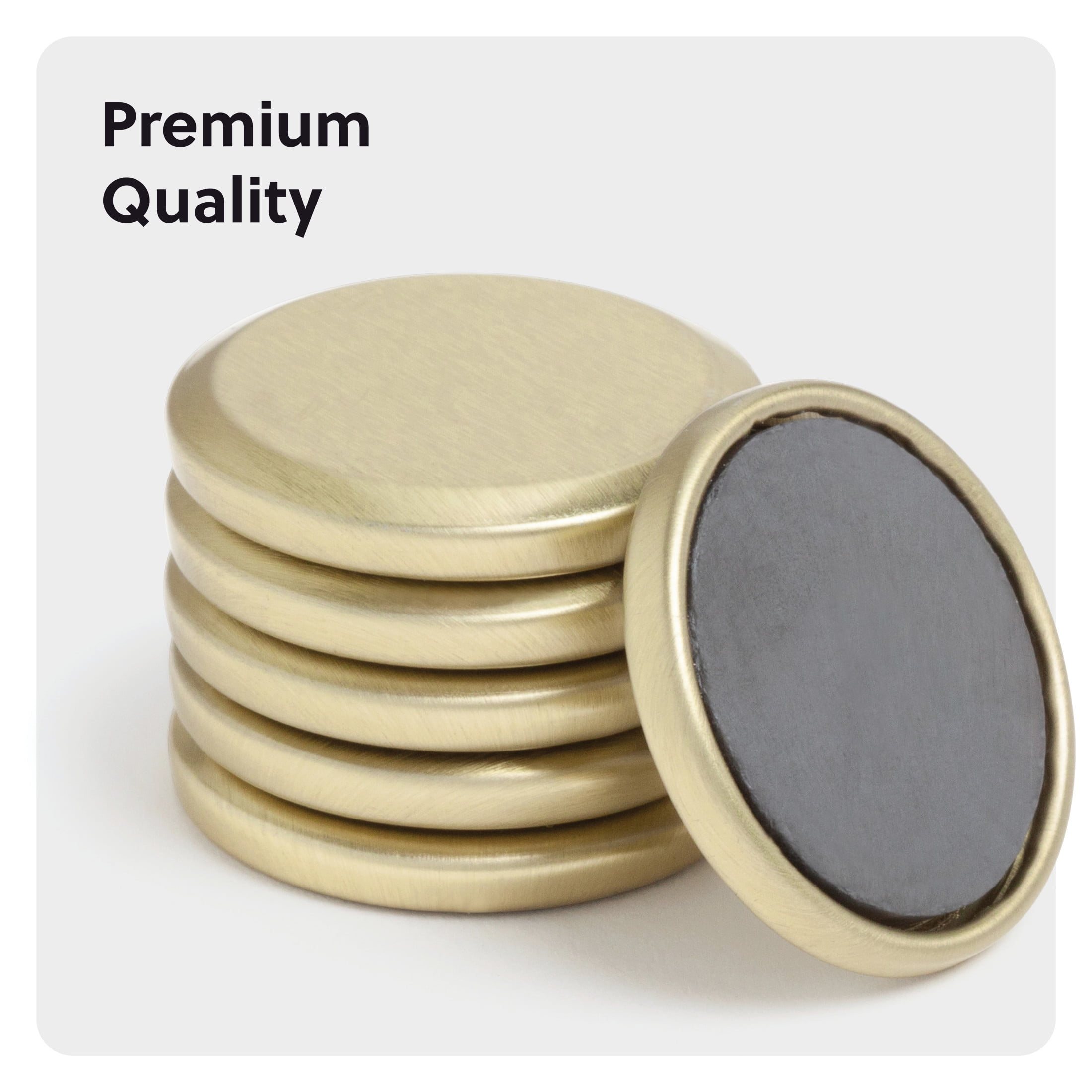 U Brands Round Metal Magnets, Set of 6, Gold Metal