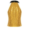 thumbnail image 4 of Zaldita Women's Sequins Blazer Vest Sleeveless Sparkle Jacket Waistcoat Halter Neck Vest for Cocktail Party Gold M, 4 of 7