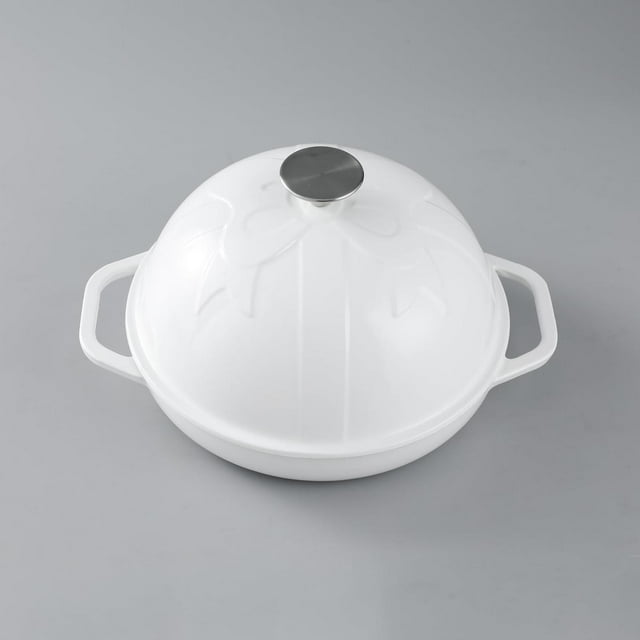 HAWOK Horno de pan de hierro fundido con tapa Cloche, diámetro 25 cm, 1.5 cuartos de galón, charola