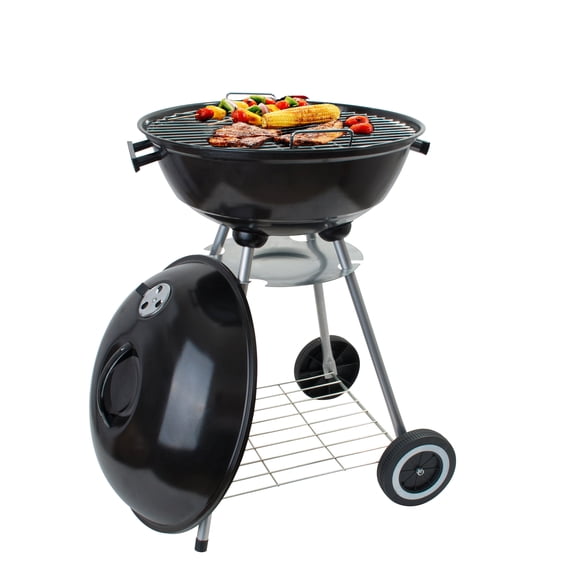 Alpine Cuisine Premium 22x33.9in Charcoal BBQ Grill Round for Outdoor Cooking, Barbecue Coal Kettle Bowl Grill Portable Heavy Duty Round with Legs Grilling for Tailgating Patio Backyard Camping,Black