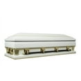 thumbnail image 2 of Overnight Caskets - Frank Oversized Collection Funeral Metal Casket White with Pink Velvet Interior 27.5" Wide - 18 Gauge Steel, 2 of 3