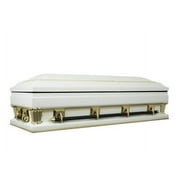 Overnight Caskets - Frank Oversized Collection Funeral Metal Casket White with Pink Velvet Interior 27.5 Wide - 18 Gauge Steel