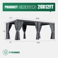 thumbnail image 4 of Sunmthink 12' × 20' Adjustable Louvered Pergola, Outdoor Aluminum Pergola with Curtains & Netting for Backyard, Deck & Poolside, Gray, 4 of 10