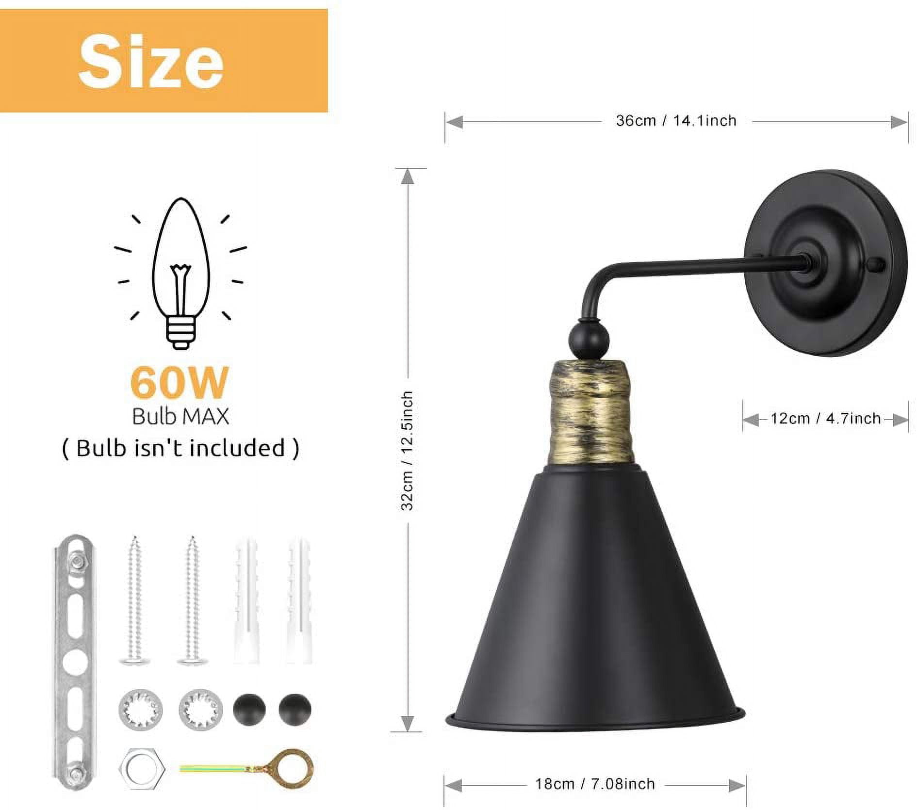NEX Industrial Indoor Wall Sconces, Hardwired Lighting with Black Chrome Metal