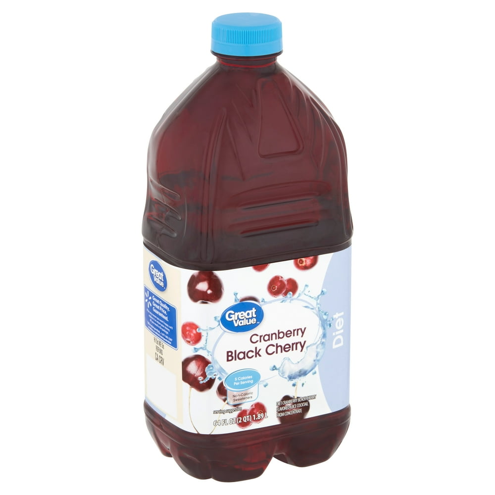 Great Value Diet Cranberry Black Cherry Juice Cocktail, 64 fl oz