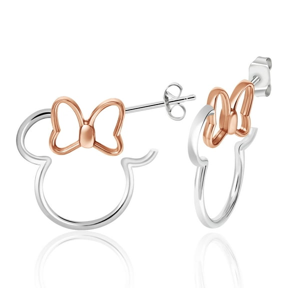 Disney Womens Minnie Mouse Sterling Silver Outline Hoop Earrings