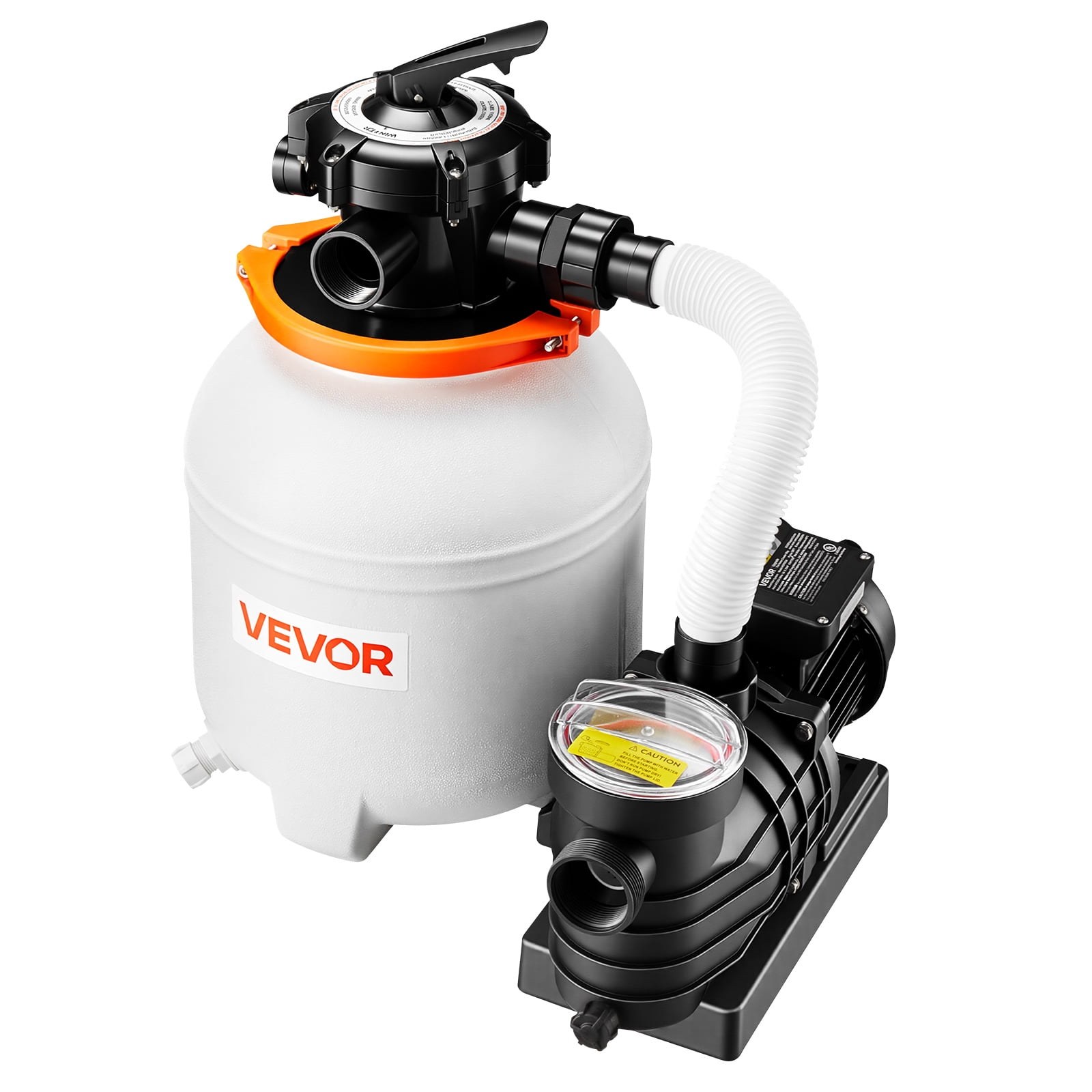 VEVOR 13" Sand Filter Pump for Above Ground Pool, 0.75 HP 3500 GPH Pool Pump with 6-Way Valve, Pre-Assembled Core & Leak-Resistant Connections, High-Efficiency Filtration System