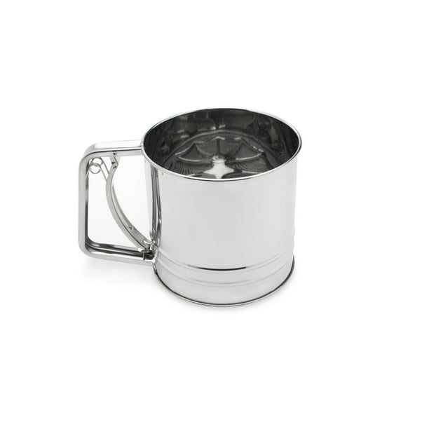 Tamizador de harina Fox Run de acero inoxidable para 4 tazas, 13 x 18 x 13 cm
