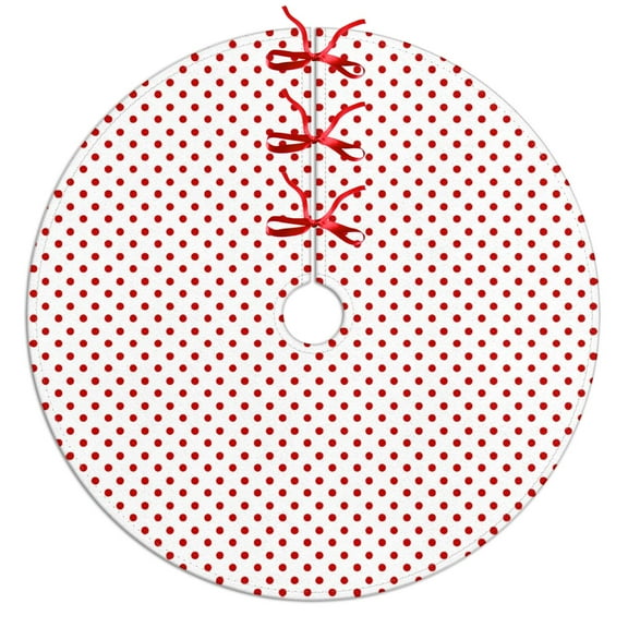 30 Inch Christmas Tree Skirt – Velvet Plush Tree Mat, Soft Thickened Polyester with Red Ties, Single-Sided Printing, Available in 30in/36in/48in, Perfect for Holiday Xmas Tree Decoration